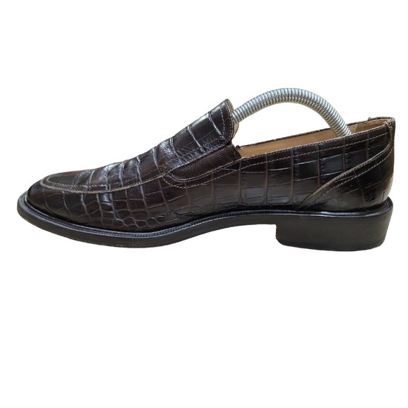 Cole Haan Collection Men's Brown Leather Croc Design Slip On Loafers Size 9 M - Picture 6 of 12